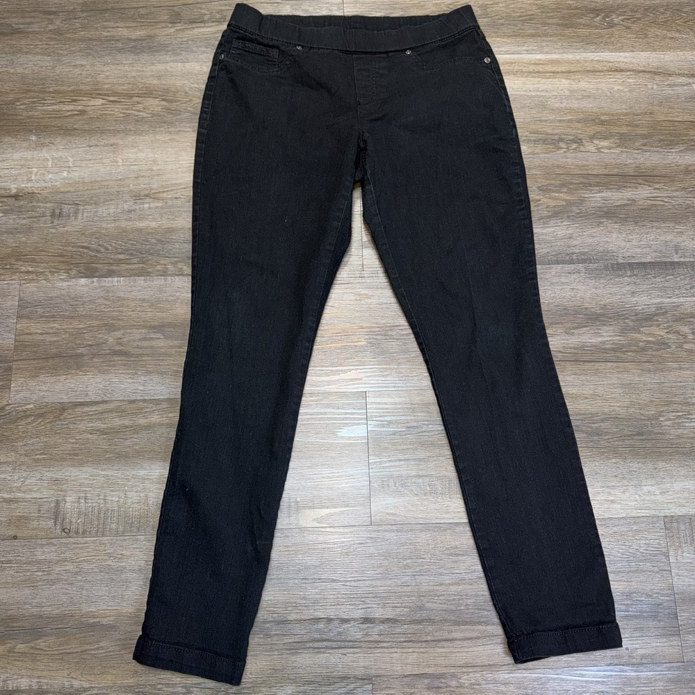 Faded Glory Black Stretch Skinny Pull-On Jeans Womens 8 Elastic Waistband